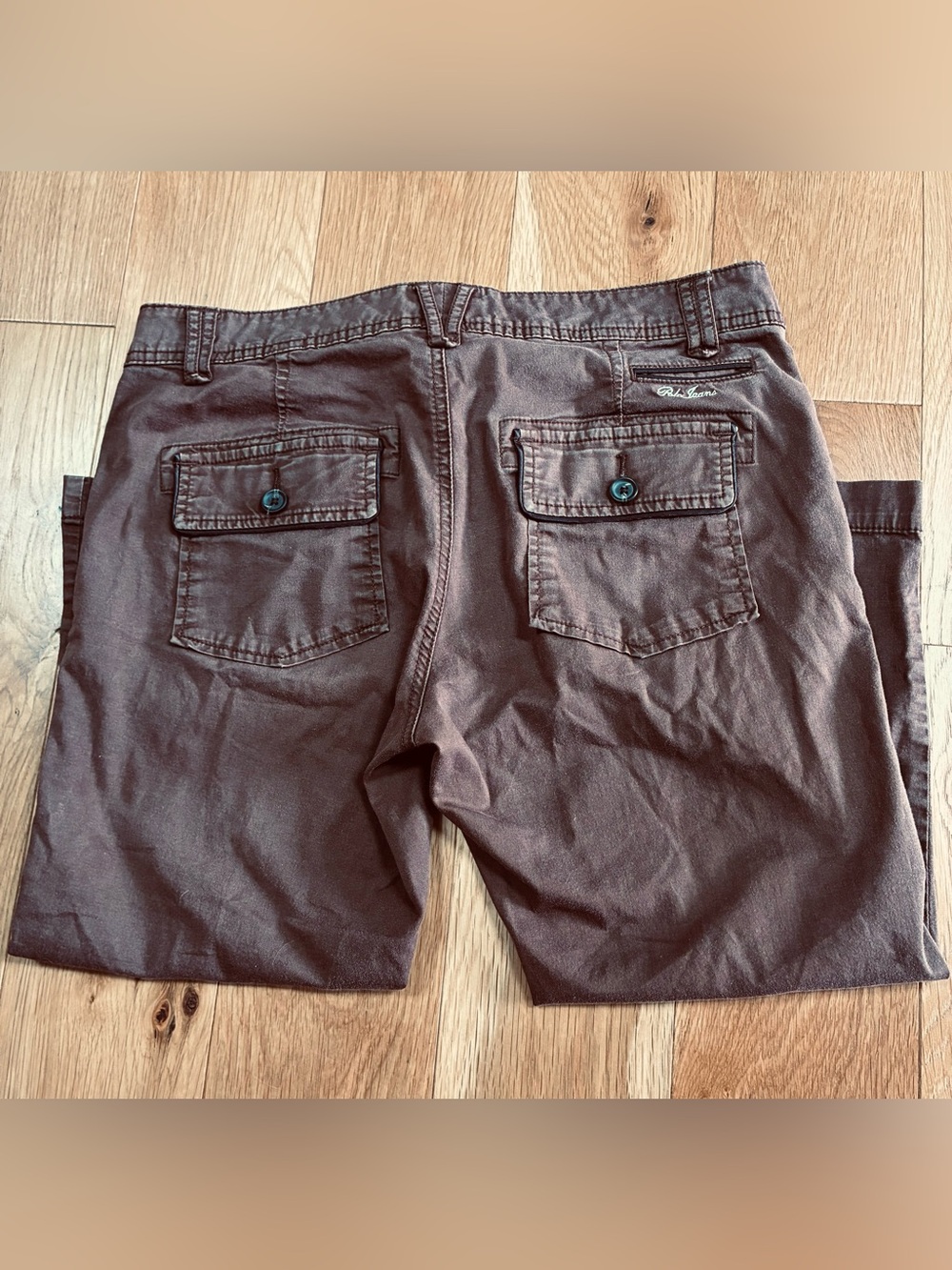 Vtg Polo Jeans Co Ralph Lauren Capri Pants 10 Brown Cotton Stretch Crop Straight